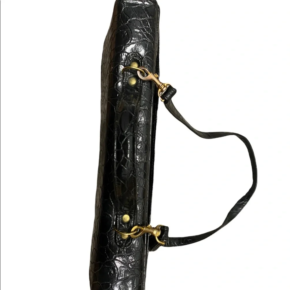 Black 1980’s Vintage anima embossed leather portfolio/briefcase/laptop case - Picture 4 of 6